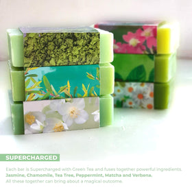 O NATURALS Green Tea Soap Bar in a bathroom setting