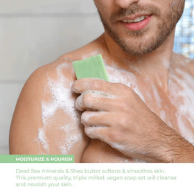 O NATURALS Green Tea Soap Bar with fresh green tea leaves