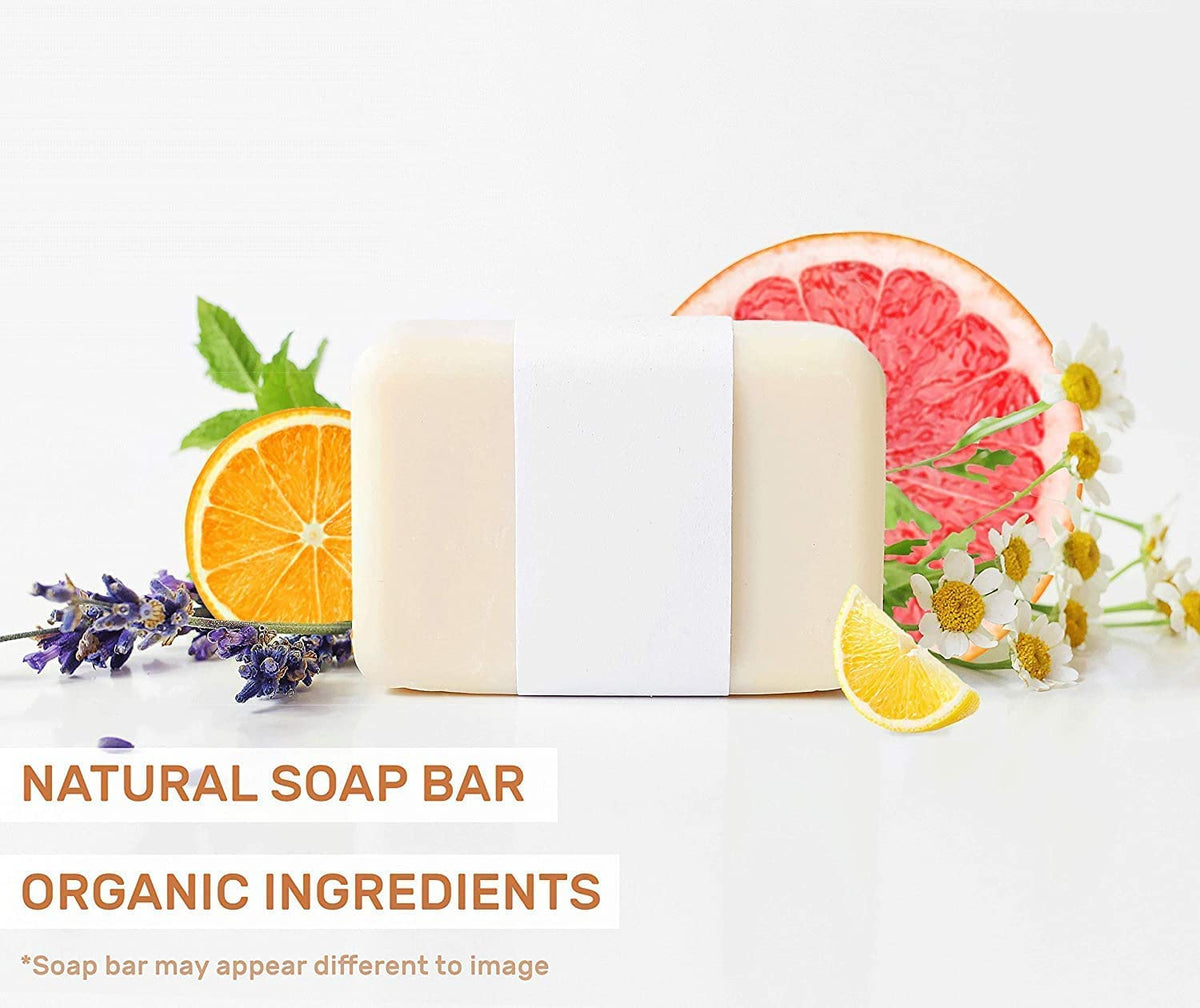 O NATURALS Lemon soap bar displayed on a wooden surface