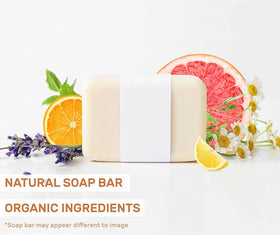 O NATURALS Lemon soap bar displayed on a wooden surface