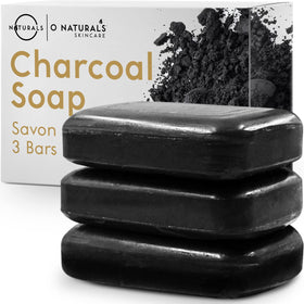 O NATURALS Natural Charcoal Soap Bar 3 Pack front view