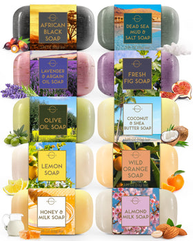 O NATURALS Natural Variety Soap Bar 10 Pack front view