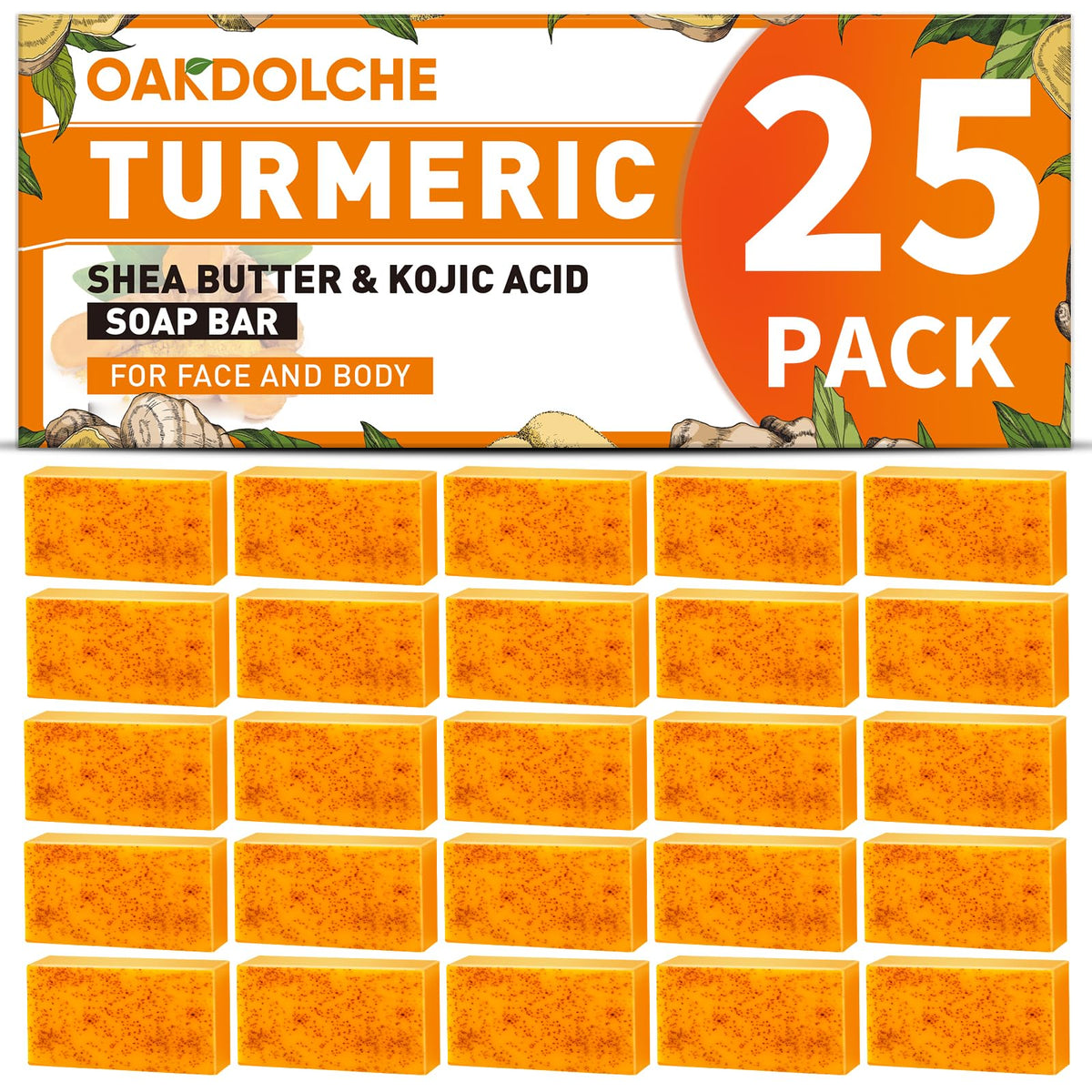 OAKDOLCHE 25Pcs Turmeric Kojic Acid Soap Gift Set elegant packaging