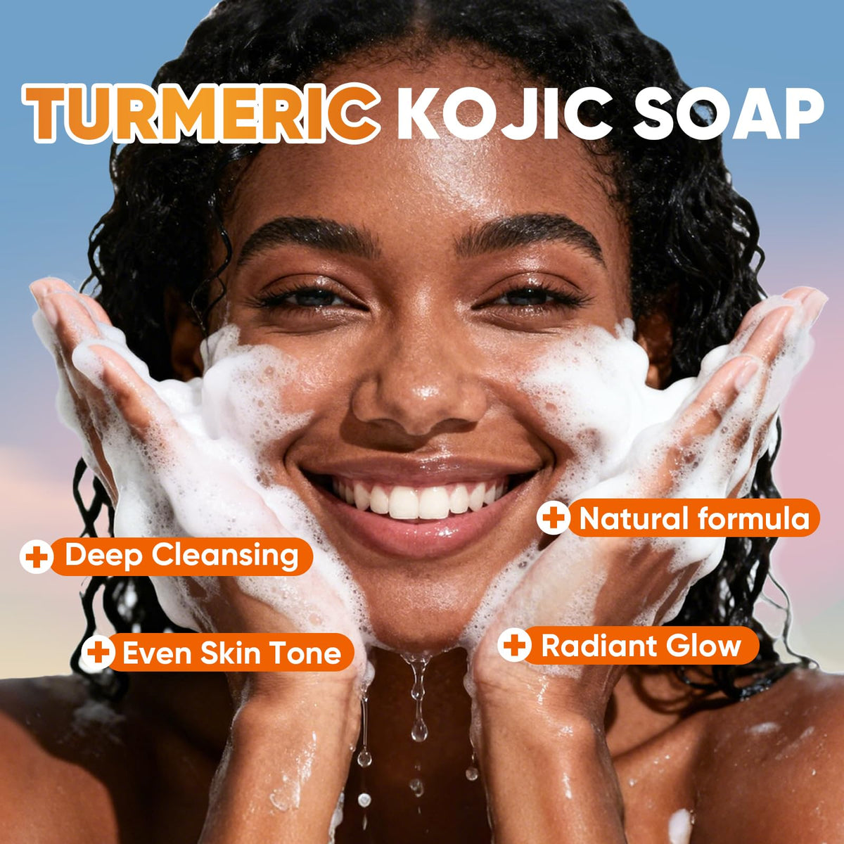 OAKDOLCHE turmeric soap bar close-up with turmeric root extract
