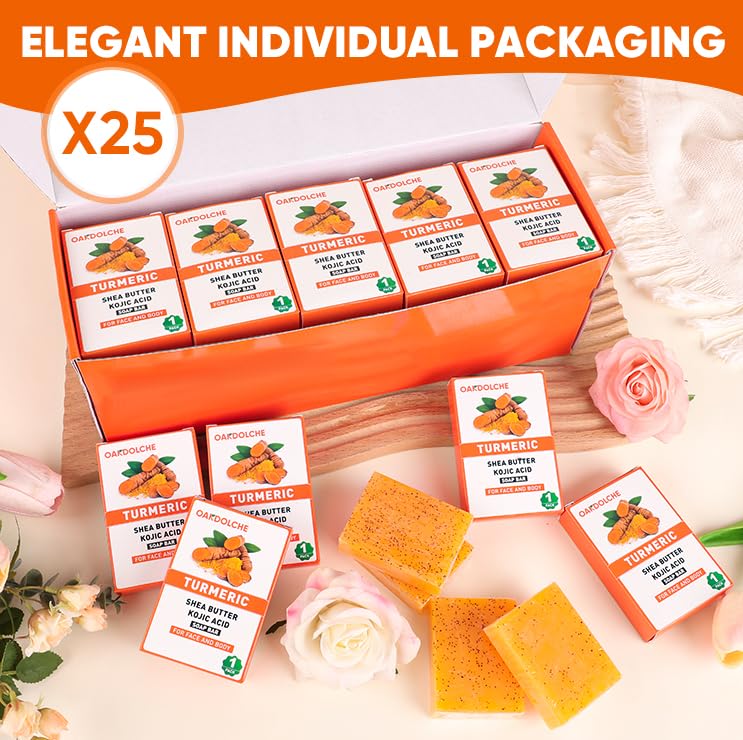 OAKDOLCHE turmeric soap bar with ingredients list including Retinol and Shea Butter