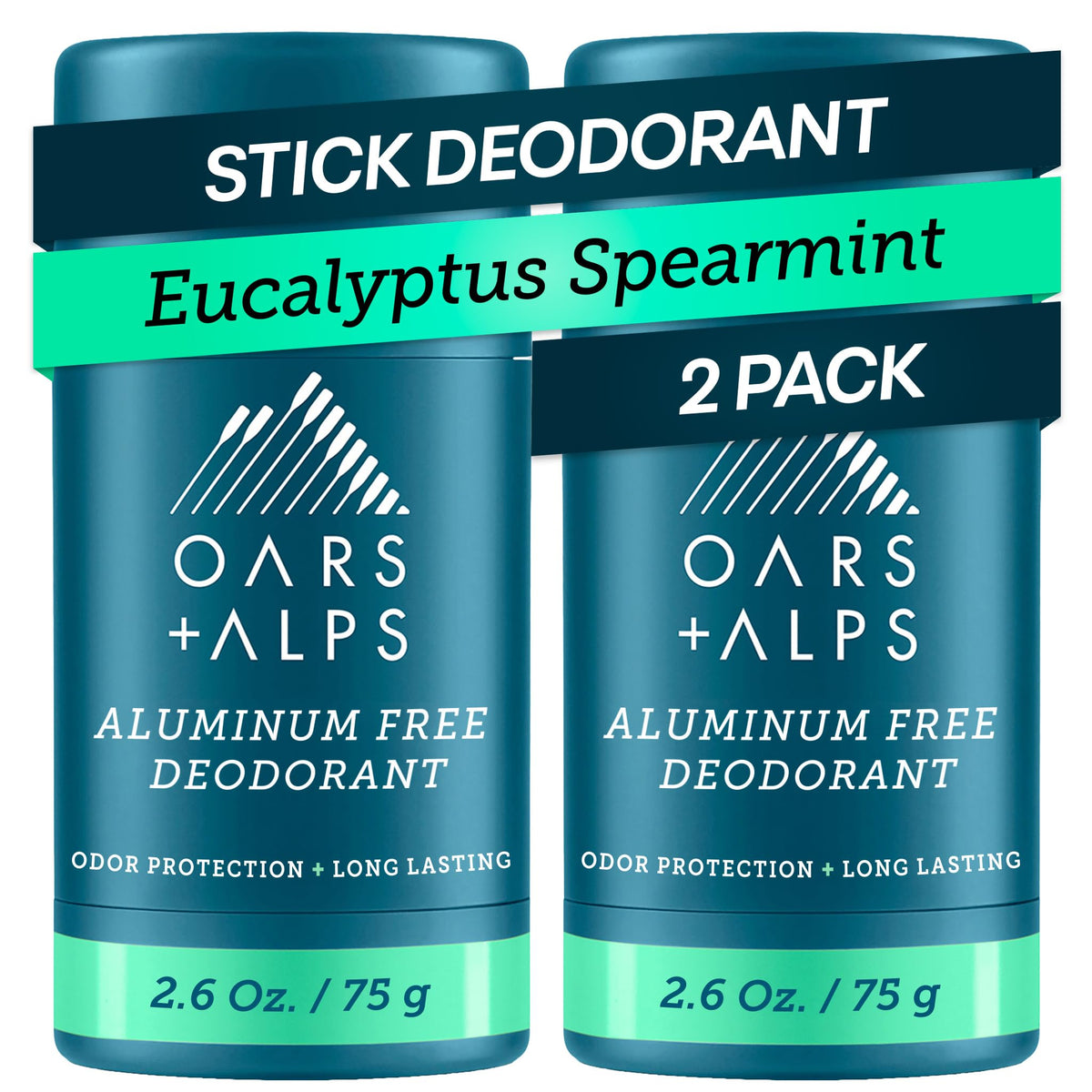 Oars + Alps Aluminum Free Men's Deodorant 2pk packaging front view