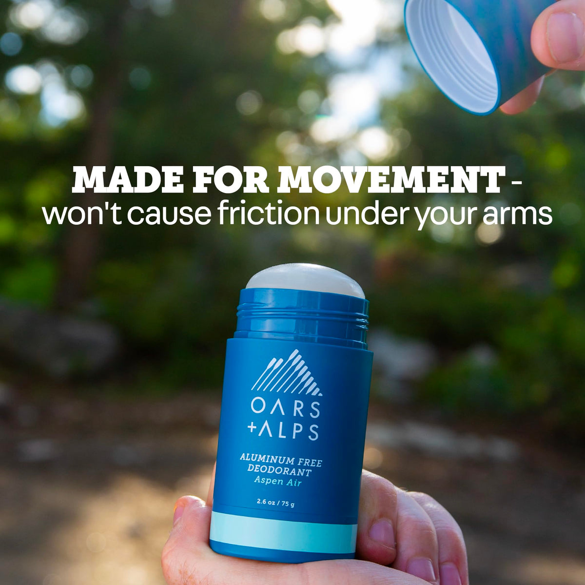 Oars + Alps Aluminum Free Men's Deodorant back view with ingredient list