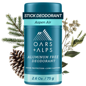 Oars + Alps Aluminum Free Men's Deodorant front view with clear stick