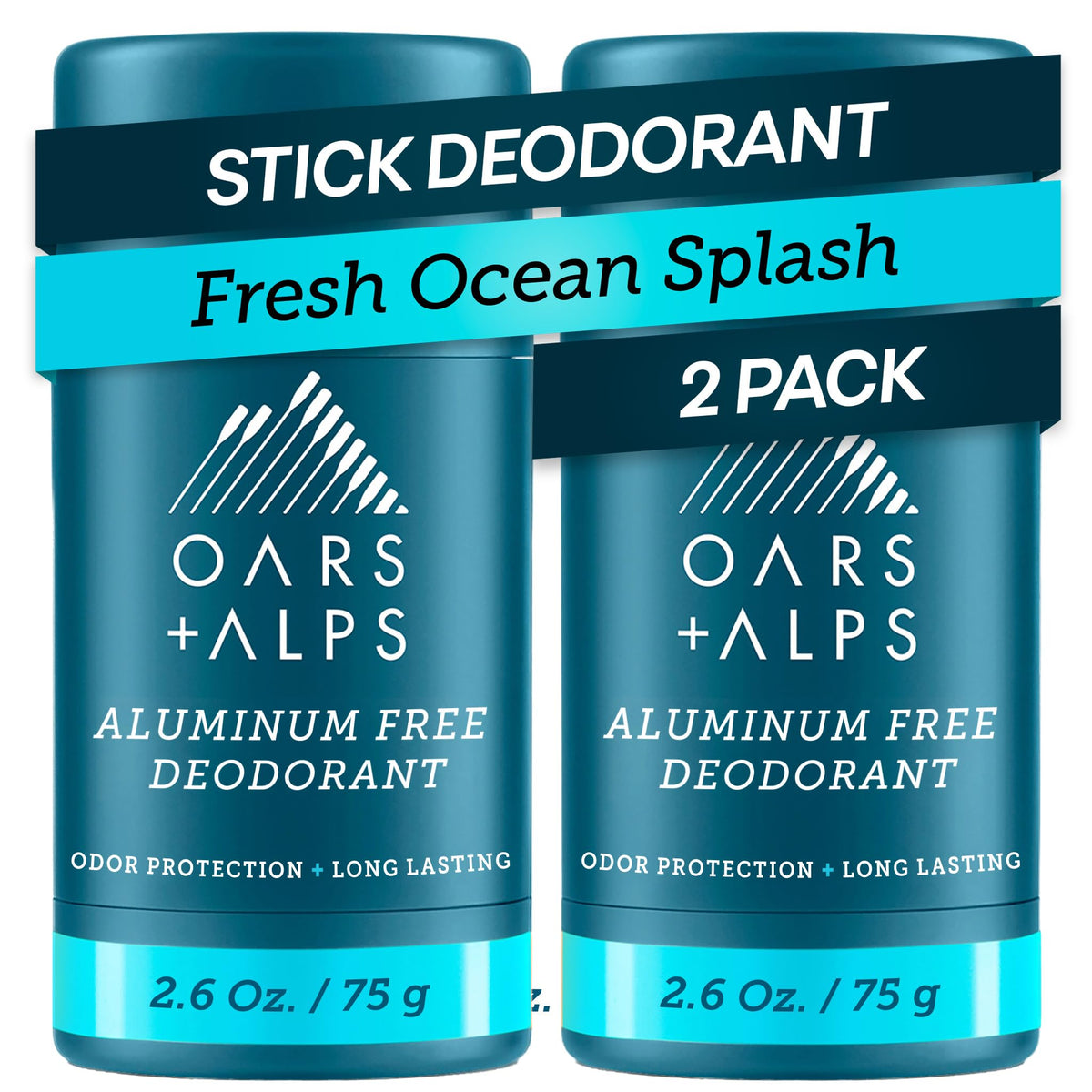 Oars + Alps Men's Deodorant 2pk front view with packaging