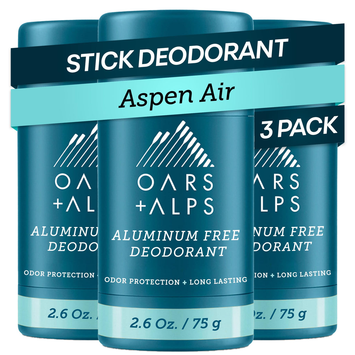 Oars + Alps Men's Deodorant 3pk, clear formula front view