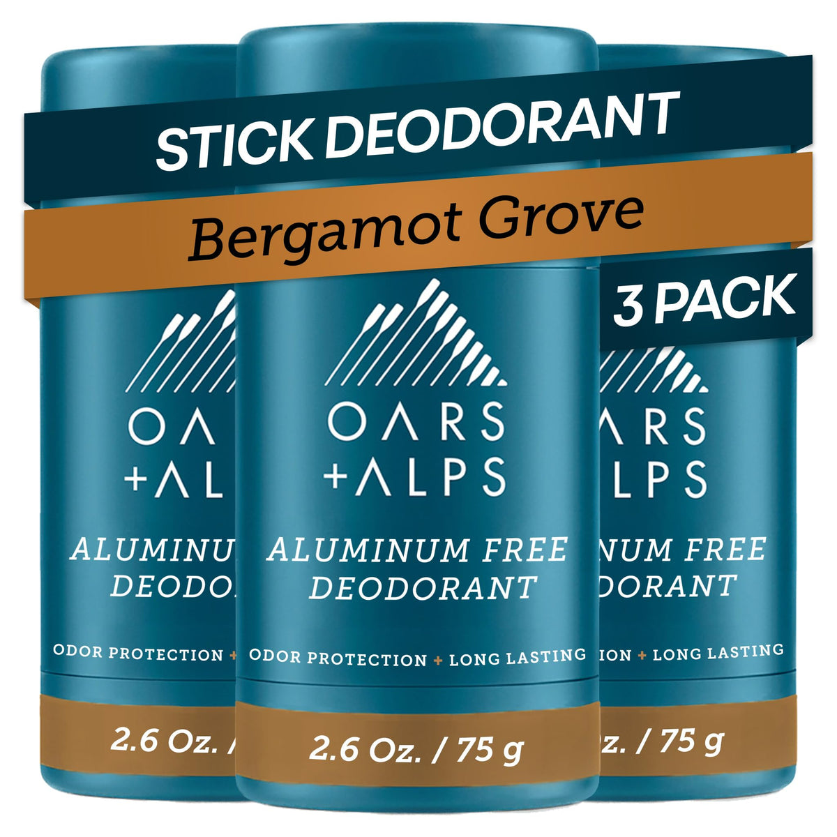 Oars + Alps Men's Deodorant 3pk packaging front view