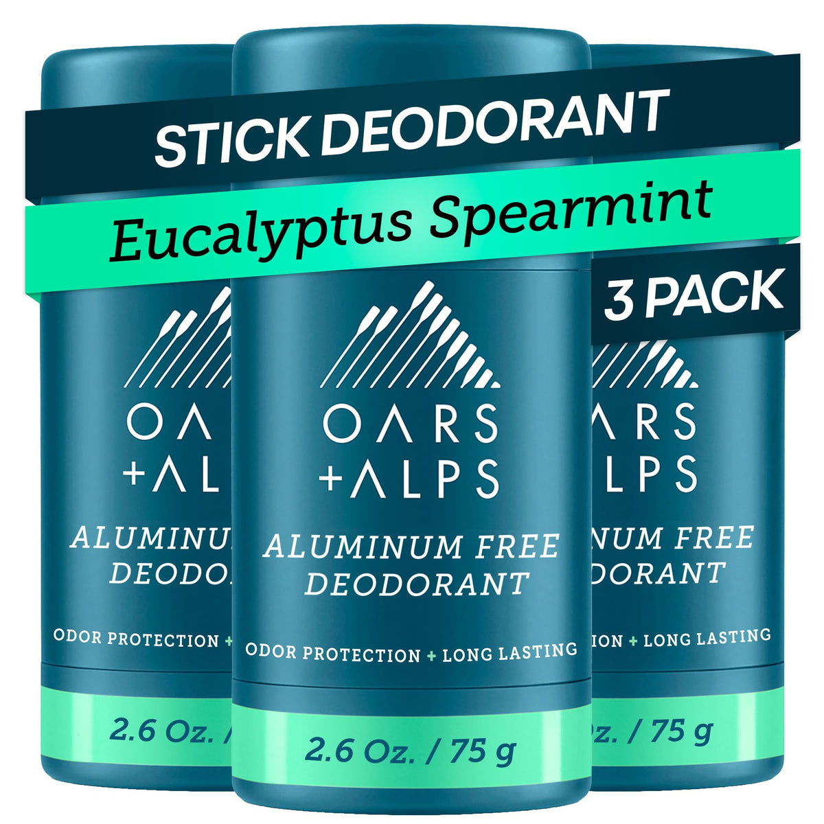 Oars + Alps Men's Deodorant 3pk packaging front view