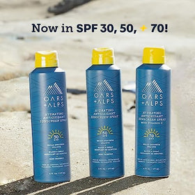 Oars + Alps SPF 30 Body Sunscreen Spray with summer accessories