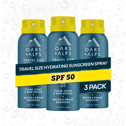 Oars + Alps SPF 50 Travel Body Sunscreen Spray 3-pack front view