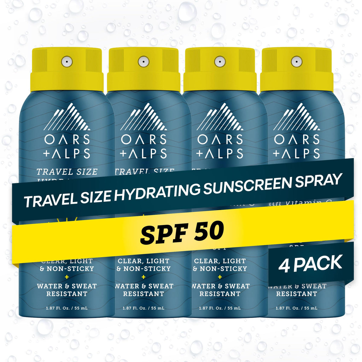 Oars + Alps SPF 50 Travel Body Sunscreen Spray bottle front view