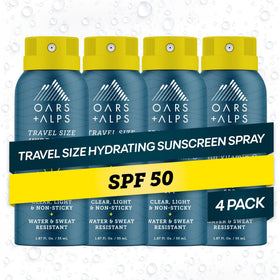 Oars + Alps SPF 50 Travel Body Sunscreen Spray bottle front view