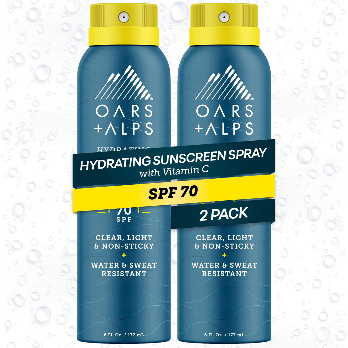 Oars + Alps SPF 70 Body Sunscreen Spray 2 pack front view