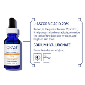 Obagi Medical Professional C Serum 20% with a dropper showcasing texture
