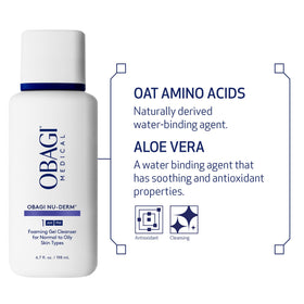 Obagi Nu-Derm Foaming Gel in a bathroom setting