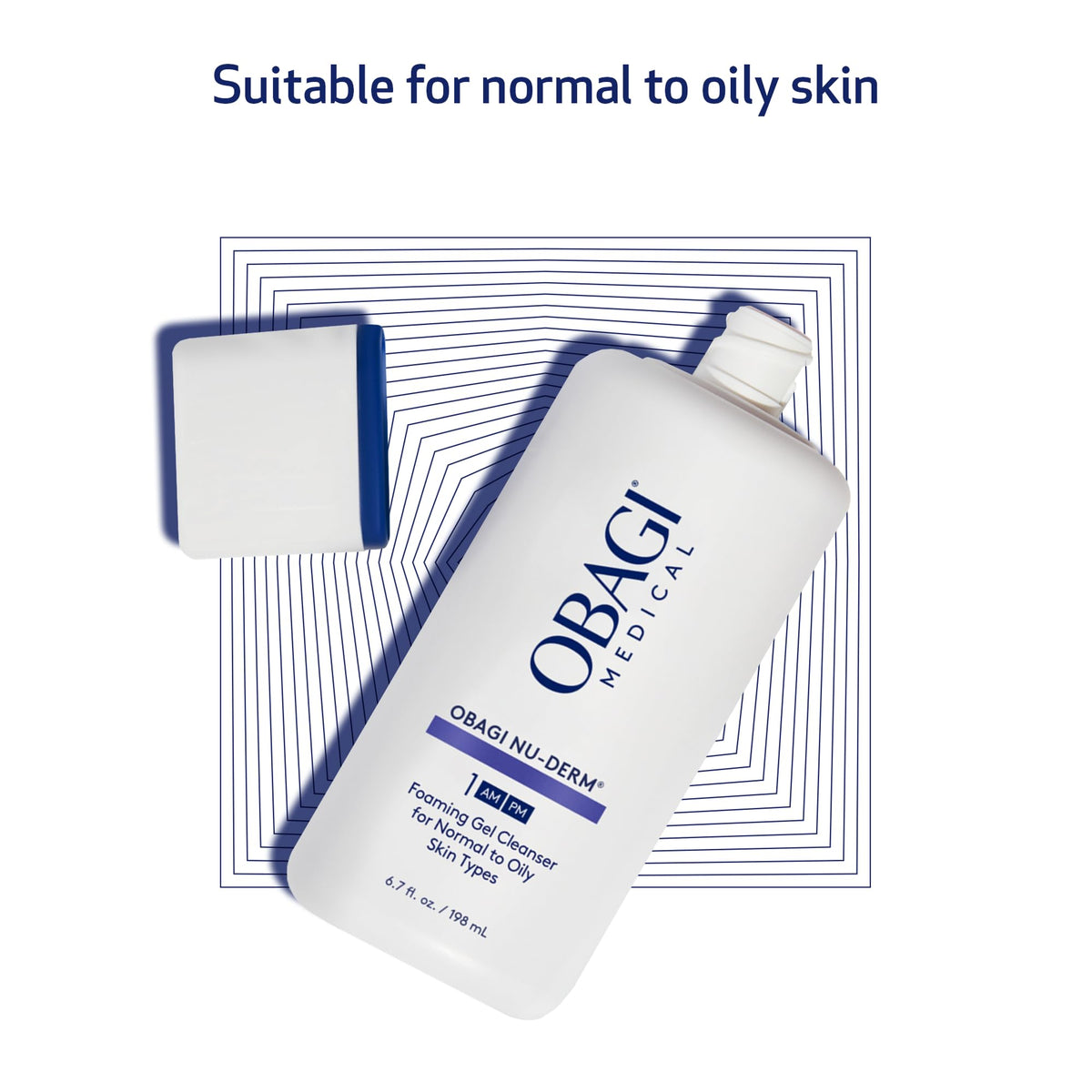 Obagi Nu-Derm Foaming Gel with skincare routine products