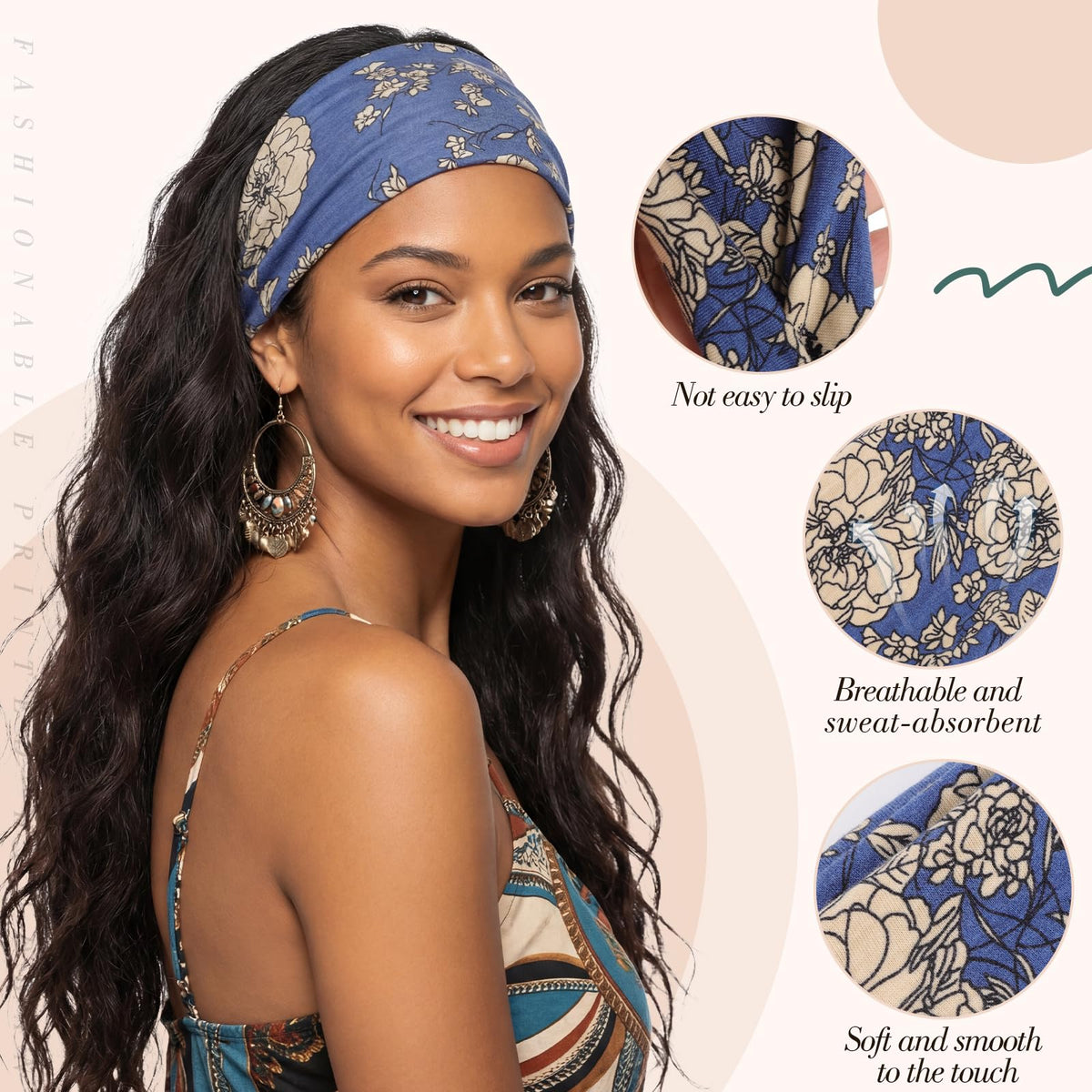 obeoby Boho Headband showing sweat absorption