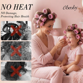 obeoby hair rollers in pink with silver metal clips
