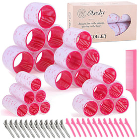 obeoby Hair Rollers Set cherry print 24 pieces with clips