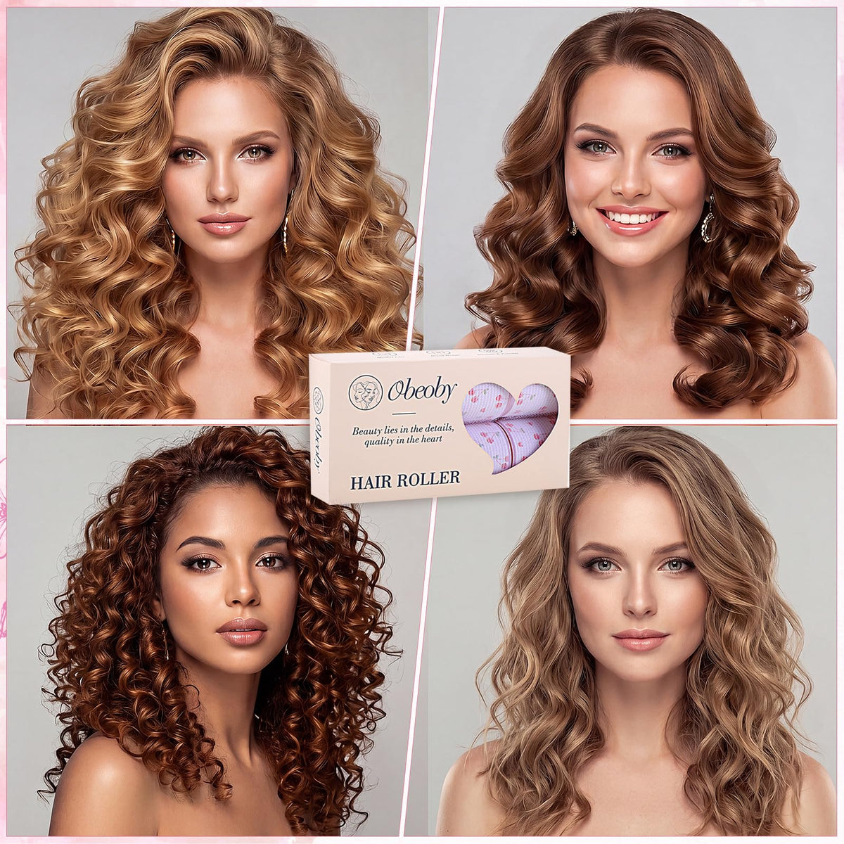 obeoby hair rollers set packaging front view