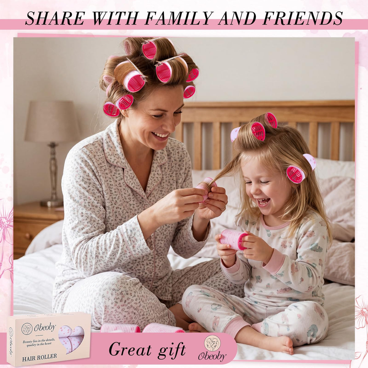 obeoby hair rollers set with cherry print design