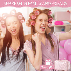 obeoby makeup bag included with hair rollers