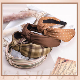obeoby Plaid Knotted Headbands arranged by colour