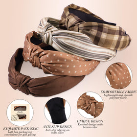 obeoby Plaid Knotted Headbands displayed in gift box packaging