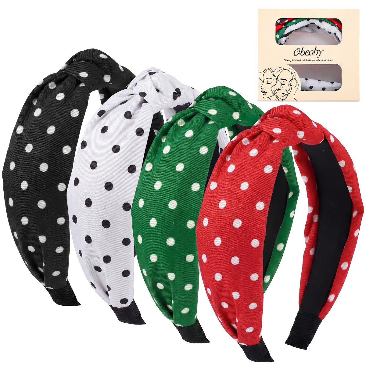obeoby polka dot headband front view with retro design