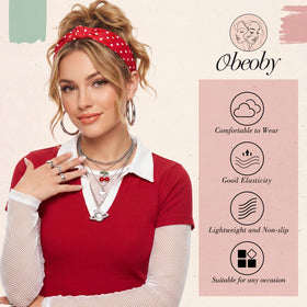 obeoby polka dot headband in a flat lay arrangement