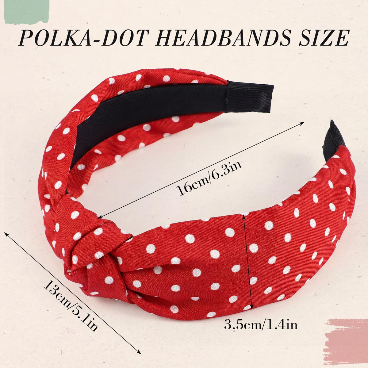 obeoby polka dot headband side view showcasing knot detail