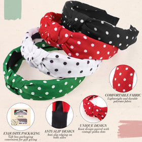 obeoby polka dot headband worn by a woman outdoors