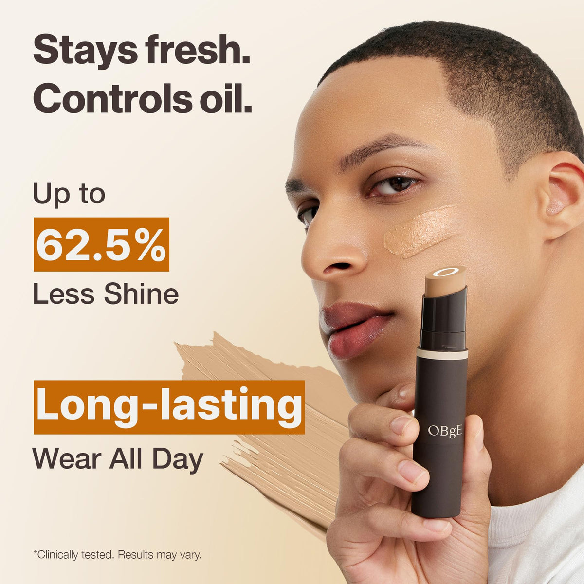 OBgE foundation stick on vanity with makeup accessories