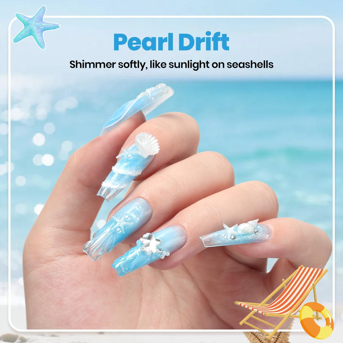 ocean-themed silicone mold included in beetles Gel Nail Art Kit