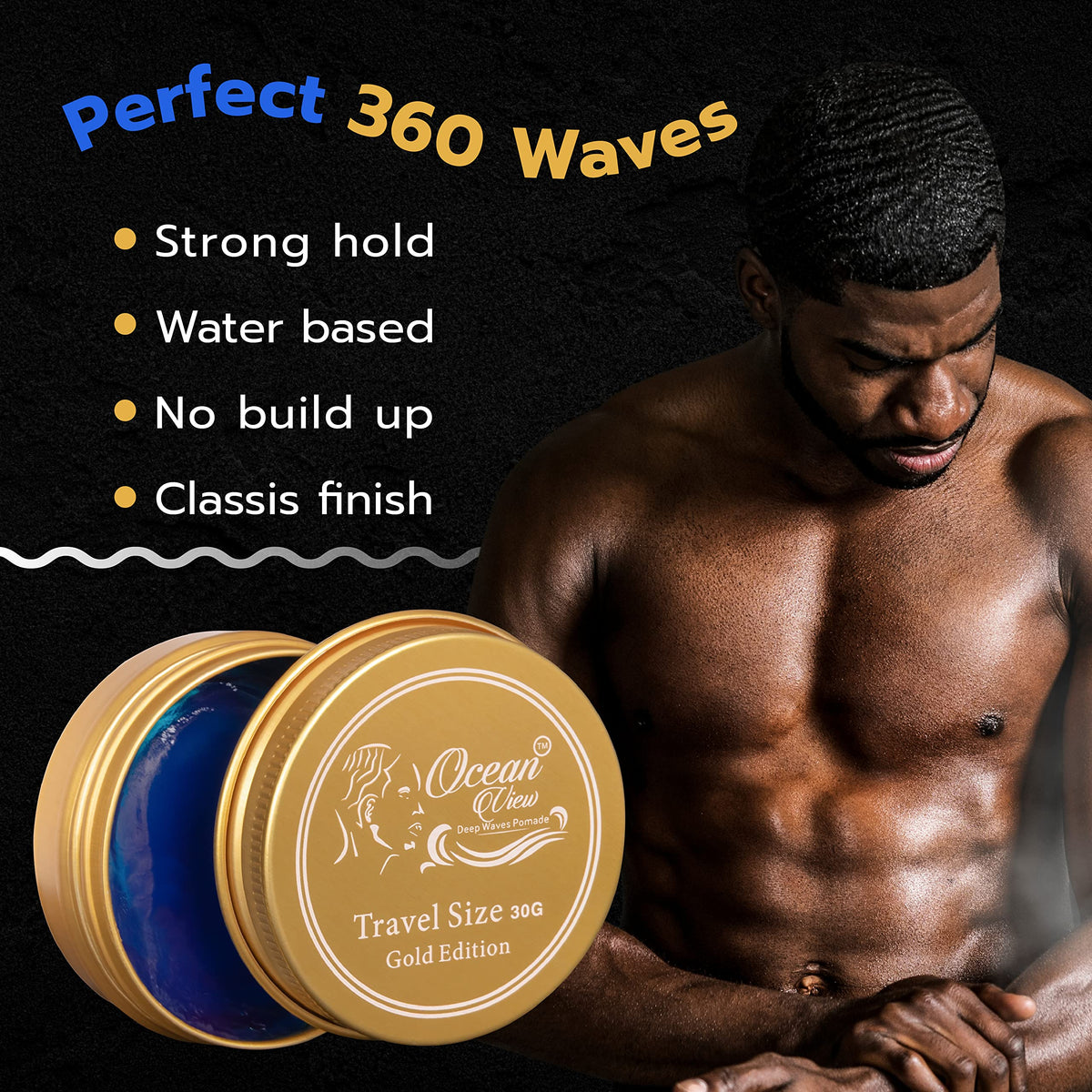 OCEAN VIEW DEEP WAVES POMADE Gold Edition application on hair