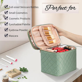 OCHEAL Large Makeup Bag back view with brush storage