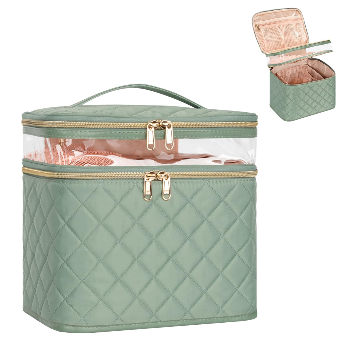 OCHEAL Large Makeup Bag front view in green
