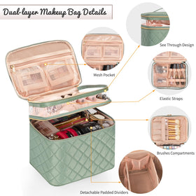 OCHEAL Large Makeup Bag open with cosmetics inside