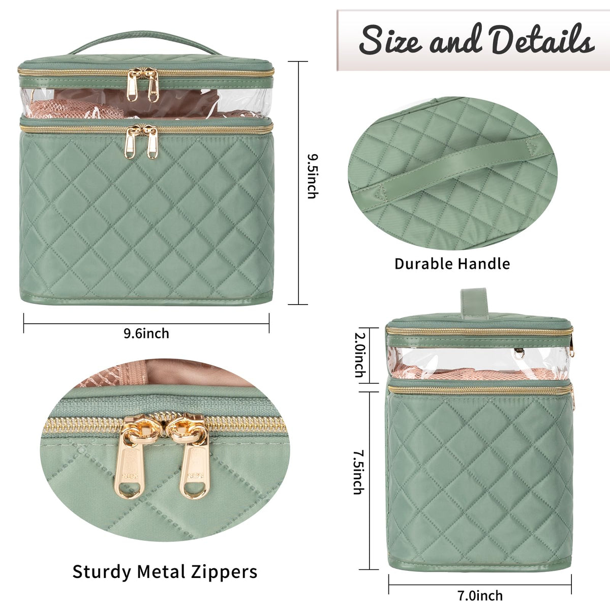 OCHEAL Large Makeup Bag showing double-layer compartments