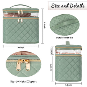 OCHEAL Large Makeup Bag showing double-layer compartments