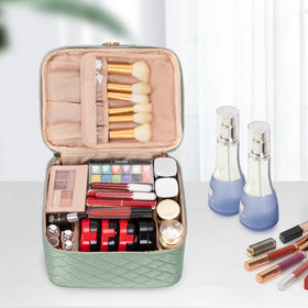 OCHEAL Large Makeup Bag side view showing zippers