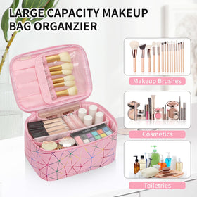 OCHEAL Makeup Bag back view with additional pocket