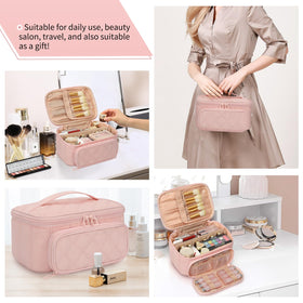 OCHEAL Makeup Bag compact size next to a suitcase