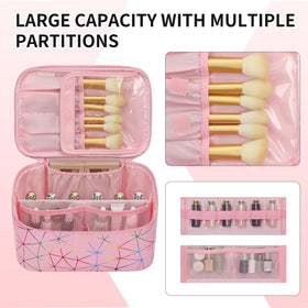 OCHEAL Makeup Bag compact size next to a suitcase