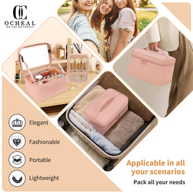 OCHEAL Makeup Bag dimensions shown with a ruler