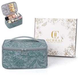OCHEAL Makeup Bag front view in blue floral design
